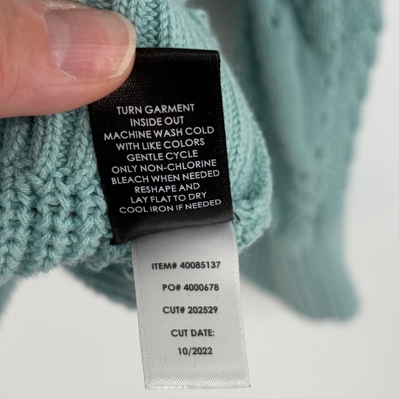 Torrid Pointelle Cardigan Balloon Sleeve Sweater Blue 5X Open Comfy Cozy Holiday - Picture 9 of 12